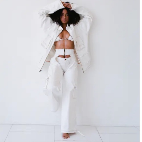 Nwt Laina Rauma Off-White Workman Utility Jacket new tags sz Med Jean Machine - Picture 4 of 16